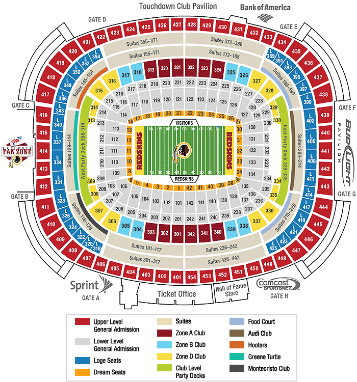 Fedex Field Seating Chart With Seat Numbers Elcho Table